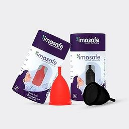 Imasafe Reusable Menstrual Cup for Women | Small Size with Free Pouch | Ultra Soft, Odour & Rash Free | 100% Medical Grade Silicone | Protection for Up to 8-10 Hours | Black + Red-image-54