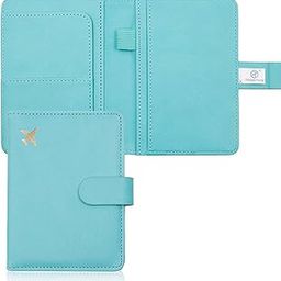Premium Leather Passport Holder Covers Case, Waterproof Rfid Blocking Travel Wallet Passport Holder with Pen Holder, Cute Passport Book for Women/Men, Lake Blue, Travel-image-3