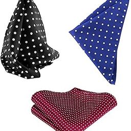 Black, Blue and Maroon Polka Premium Mens Solid Micro Fiber Silk Satin Pocket Square Handkerchiefs- Pack of 3-image-36