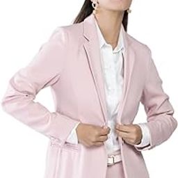 Single Breasted Full Sleeve Summer Blazers Formal Wear for Women, Polynosic Fabric (Pink)-image-96