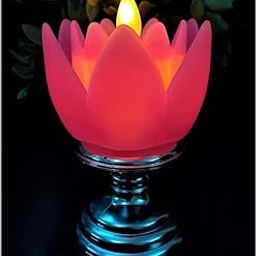 REPISH Moving Flame led Candles Lights for Home Decoration with Battery Artificial Flower Dancing Flame LED Candles Lights diyas on Stand (Batteries Included)-1
