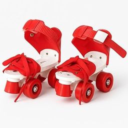 whizzymart Latest Designed Roller Skates with Front Break for Kids Age Group 4-12 Years Adjustable Inline Skating Shoe (RED & White)-6
