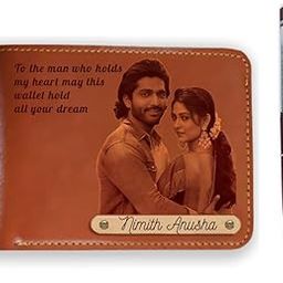 Personalized Brown Leather Wallet with Name, Photo & Customized Pen - Men's Modern Bi-Fold Gift for Husband, Boyfriend, Father & More-picture-15