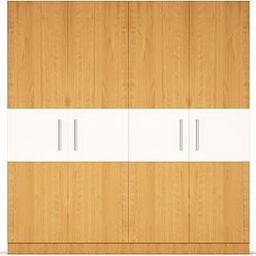 Modern Wardrobe Cabinet with 4 Doors, 48W x 19D x 78H inches, Oak Wood Finish, White Doors-image-56