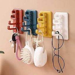 Wolpin 1 Pc Self Adhesive Wall Hooks Waterproof Adhesive Sticky Layered Hooks | Hanging Capacity 2 Kg Max | Multipurpose Home Storage (Red Hook) - Stainless Steel-image-78
