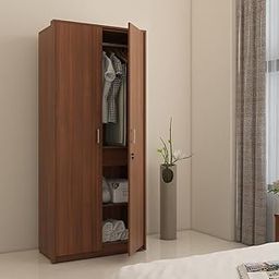 Spacewood Value Wardrobe | 3 Year Warranty | Almirah, Cupboard, Almari, 2 Door Wardrobe, 1 Drawer (1 Lock Drawer) and 1 Hanging Space|Engineered Wood| Walnut Rigato-16