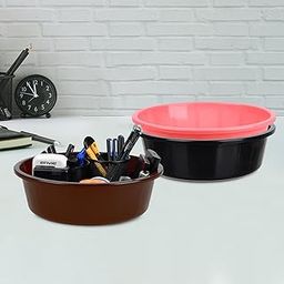 Homestic Pack of 3 Desk Organizer | Stationery Organizer | Multipurpose Organizer | Office Supplies for Pen-Pencil-Staplers | Desktop Organizer | 6 LTR | Black & Pink & Brown-image-9