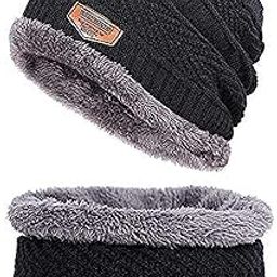 Winter Knit Beanie Woolen Cap for Men/Women with Neck Scarf Fur Fleece (Set of 2)-picture-42