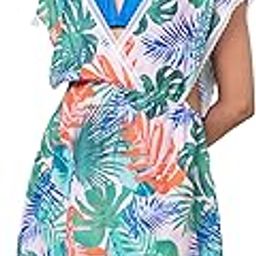 Women Poly Crepe Floral Beachwear Cover-up Dress-16