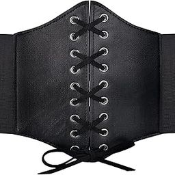 Corset Waist Belt For Women Elastic Lace-Up Style Cinch Belt Women's Lace-Up Corset Elastic Waist Belt, Tied Waspie Wide Belt For Women (Black)-image-81