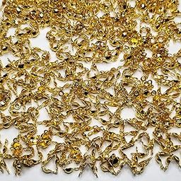 INDIKONB Bead Tips Knot Covers | Clamshell Fold-Over Metal Open Knot Covers for Jewelry Making | DIY Accessory for Necklace & Bracelet | Pack of 100 Pcs (Gold)-picture-11