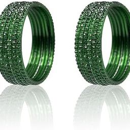 Elegent Glass Bangle Set, Handmade Bangles, Beaded Design for Girls & Women's (1 Dozen)-picture-3