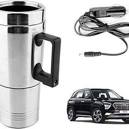 Oshotto 12V Stainless Steel Car Heating Mug Travel Friendly Electric Coffee Kettle Compatible with Hyundai Creta 2020-2023 (300ml)-image-31