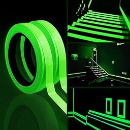 2PCS Luminous Tape, 10m x 10mm Glow in Dark Waterproof Fluorescent Adhesive Warning Tape for Stairs Stage Supplies Decoration (Green Light)-image-1