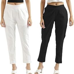 Women Cotton Trouser Pant - Versatile Regular Fit for Office, School, and Casual Wear | Pack of 2-image-43