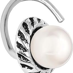 The Pearl Oxidized Silver Nose Pin | 92.5 Pure Silver | Silver jewellery for women | Certificate of Authenticity and 925 Hallmark-image-37