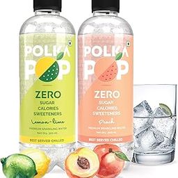 POLKA POP - Flavoured Sparkling (Fizzy) Water | Lemon Lime & Peach | Pack of 24 (300 ml Each) | 100% Natural Flavour | Zero Sugar & Zero Calories | No Aspartame or Stevia-image-70