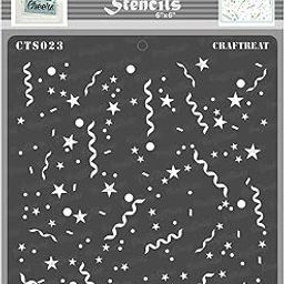 CrafTreat Home Decor Stencil - Confetti - Size: 6X6 Inches - Party Stencils for Craft - Craft Stencils for Art Flower - Flower Design Stencil - Flower Pattern Stencil-image-66