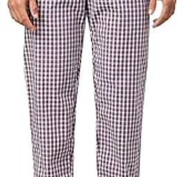 Classic Checkered Men's Lounge Pants: 100% Cotton with Side Pockets-38