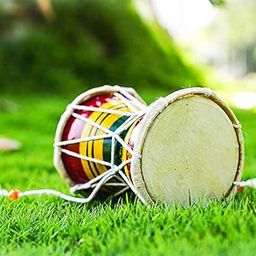 Puja N Pujari Musical Instrument Multicolored Wooden Damroo/Damaru/Damru for kirtan, School Play and Folk Dance-image-48