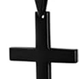Stainless Steel Christian Religious Cross Pendant Necklace Simple Black Cross Necklace for Mens Womens, 19.6 Inch Chain, Medium, Stainless Steel, No Gemstone-image-104