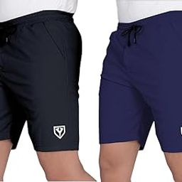 Men's Blend Shorts with Stylish Design Comfortable & Versatile Active Sports Wear Combo Pack (Black-Navy Blue-L)-picture-40