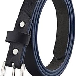 Genuine Leather Women’s Belt | Fashionable Slim Belt with Polished Buckle | Perfect for Jeans, Dresses, Skirts - Blue-image-41