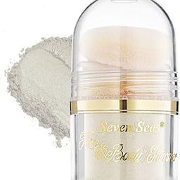 Seven Seas Body & Face Shimmer Highlighter Powder Pigments | For Eyes & Face Makeup | Shimmery Effect, Glitter, Duo-Chrome Metallic Intense Pigmentation | Product Used as Highlighter (White Gold)-0