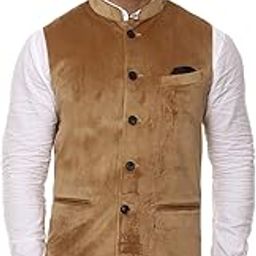 Men's Velvet Solid Green Nehru Jacket NEW-image-85