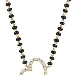 925 Silver 18K Gold Plated American Diamond Heart Full Of Love Mangalsutra Black Beads Chain Necklace for Women | With Certificate of Authenticity and 925 Stamp | Life-time Warranty*-image-57