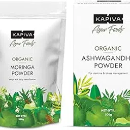 Kapiva Moringa Powder (200g) + Ashwagandha Powder (100g) | Boost Immunity, Energy & Reduce Stress | Natural Superfoods | Vegan | No Preservatives | for Smoothies & Daily Use-image-4