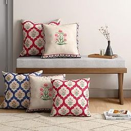 India Circus by Krsnaa Mehta - A Godrej Venture Poppy Window Multicolor Printed Decorative Blended Velvet Cushion Pillow Cover for Couch, Sofa, Bed Set of 5 (16 x 16 Inches)-image-2