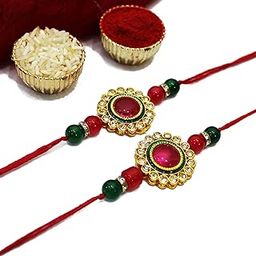 UrbanShilp Rakhi Combo Set of 2 for Brother and Bhabhi, Rakhi for brother, Rakshabandhan Combo Lumba Designer Rakhis/Rakhi For Brother Kids Men Women Floral Rakhi, Lumba Rakhi For Bhabhi Sister Girls-image-94