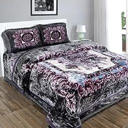 ELSTONE Home Bridal Korean Wedding Bedding Set | Cloudy 4 Piece Blanket Set - 1 Blanket with 1 Bedsheet and 2 Pillow Covers Special for Newly Married Couple with Fancy Bag PackagingMULTI#2-20