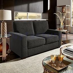BuyFacturer - Hendrix Premium Fabric 2 Seater Sofa for Living Room (Black) | Modern 2 Seater Sofa Set Couch with 2 Cushions for Bedroom Hall Festival Gift | 3 Year Warranty-image-74
