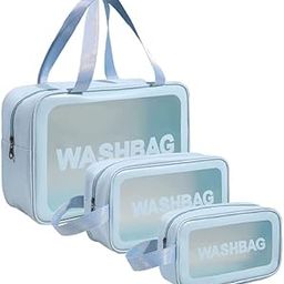 D RAJ Cosmetic Pouch, Make up Bag for Home & Travel, Toiletry Bag for Cosmetics, Brushes, Accessories Set of 3 - Wash Bag (Light Blue)-7