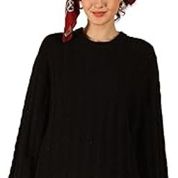 Women's Viscose Black Cable Knit Baggy Style Sweater-picture-12