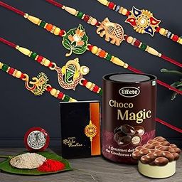 Oblivion (K5_Nc92_Em) Rakhi With Effete Chocolate Magic, Pooja Coin & Greeting Card, Rakhi Gift Hamper, Rakhi & Chocolate For Brother, Fancy Rakhis For Men Stylish, Rakhi With Gift, Set Of 5-image-14