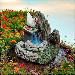 IOYIE Resin Miniature Waterfall with mini Hen Garden Toy Decor Accessorie-image-2