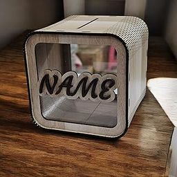 LACUM® Personalized Name Piggy Bank – Custom Wooden Money Bank for Kids & Adults – Sunmica Coated Engineering Wood with Transparent Acrylic Front and Back – Unique Gifts (Square)-image-75