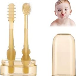 TRUSTIFY Baby Oral Cleaning Brush 2-in-1 - BPA-Free Soft Silicone Toothbrush & Tongue Cleaner for 6-24 Months, Gentle Oral Care with Storage Box (Multicolor)-image-57