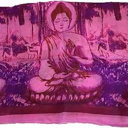 Women Silk buddha Stole (Pink_50 X 180 Cm)-22