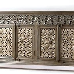 JAE Furniture Wooden Antique Designer Sideboard | Wooden Cabinet for Living Room | Cabinet for Storage Wooden Furniture | 4 Doors | Distress Walnut Finish-image-37