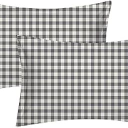Cotton Candy: 200TC 100% Cotton Pillow Covers 18" x 28" Inch (46 x 72 CM) Checked Design on 110 TC Thicker & Breathable Cotton Fabric, Regular Size Pillow Cover Pack/Set of 2 - Black-image-62