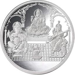 999 Silver Purity Ganesha + Lakshmi + Saraswathi 100 Gram Coin-image-90
