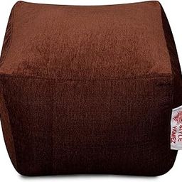 Style Homez Haut Collection, Square Poof Bean Bag Ottoman Stool Large Size Premium Velvet Fabric, Filled with Beans Fillers (Gold Medallion)-image-59