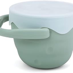 Budetto Ginbear Baby Snack Cups for Toddlers No Spill, Collapsible Silicone Snack Containers for Baby Boy, Snack Catchers with Lid for Kids (Happy Green)-image-2