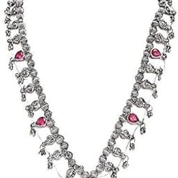 Kolhapuri Saaj Maharashtrian traditional oxidised german Silver Kolhapuri Saaj Necklace for Women Alloy Necklace-image-1