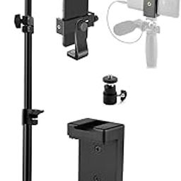1 Pack C Clamp Desk Mount Light Stand with 1/4" Ball Head and Hot Shoe Mount Adapter, 18.1-29.1 Inch Adjustable Tabletop Bracket Stand for DSLR Camera, Ring Light, Video Monitor, Microphone Webcam-11