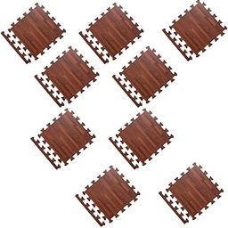 CALANDIS® 9Pieces Foam Puzzle Exercise Mat Interlocking Floor Tiles Brown Wood Grain-10